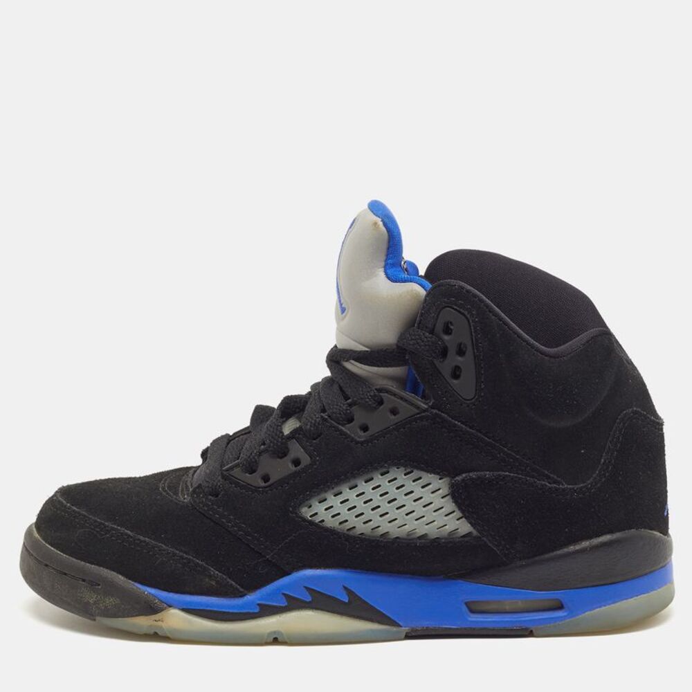 Air Jordans 5 Retro Racer Size 36.5 Black Suede High Top Sneakers